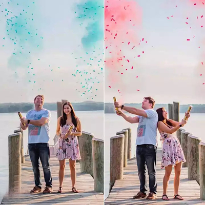 Stageli Handheld Hochzeit Confetti Kanone biologisch abbaubare Geschlecht offenbaren Poppers