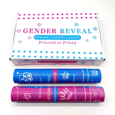 A-mazon heiß verkaufte blau rosa Junge Mädchen Geschlecht offenbaren Versorgung biologisch abbaubare flammfeste Party Popper Confetti Launcher