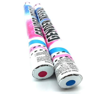 Junge oder Mädchen Geschlecht offenbaren Papier Konfetti Shooter Farbe Laufen Pulver Rauch biologisch abbaubare flammdichte Party Popper Konfetti c