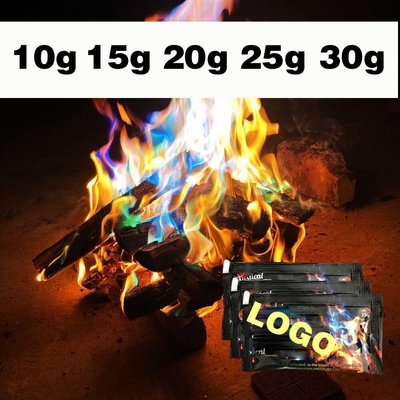 10g/25g Farbiges Feuer Flammen Pulver Feuerfeuer Lagerfeuer Pyrotechnik Flammen Trick für Outdoor Camping Picknick