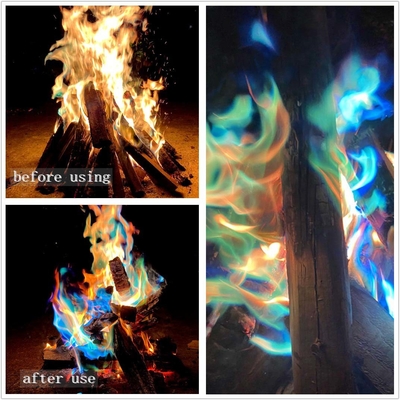 10g/25g Farbiges Feuer Flammen Pulver Feuerfeuer Lagerfeuer Pyrotechnik Flammen Trick für Outdoor Camping Picknick