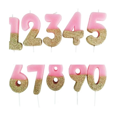 Digitale Kerze 0-9 Topper Kuchen Schönes Rosa Bogen Weißes Hutchen Geburtstagskerze Kuchen Topper Kerzen