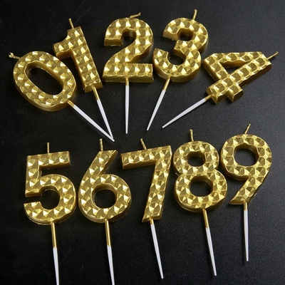 Kreative Gold Silber Diamant Oberfläche Digitale Kerzen Geburtstagsfeier Kuchen Dekoration