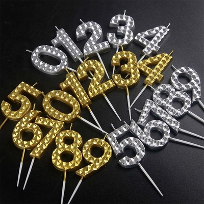 Kreative Gold Silber Diamant Oberfläche Digitale Kerzen Geburtstagsfeier Kuchen Dekoration