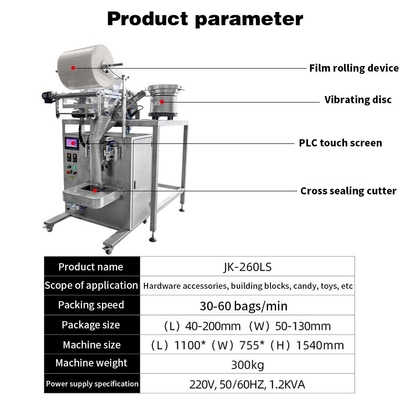Vollautomatische Schraubverpackungsmaschine Zwei Vibratoren Schüsseln Hardware Bolt Nagel Schraubzähltasche Verpackungsmaschine