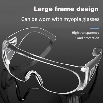 Außen Transparente Breitsicht Sport Sicherheitsbrille Klares Polycarbonatrahmen Flankierende Lüftungsbrille
