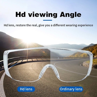 Außen Transparente Breitsicht Sport Sicherheitsbrille Klares Polycarbonatrahmen Flankierende Lüftungsbrille