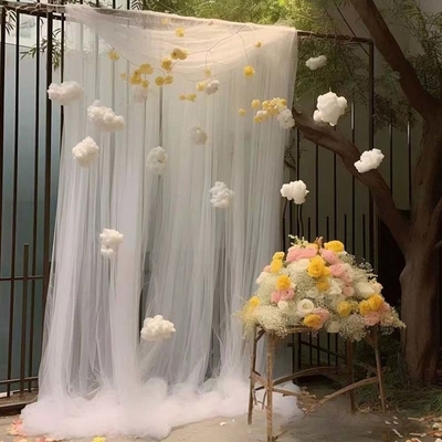 Custom Polyester Tulle Stoff Weiches Färben reine Farbe für die Außen Hochzeitsdekoration