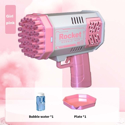 Bubble Gun Rakete 69 Löcher Seifenblasenmaschine Weihnachtsgeschenk Pistole Form Automatischer Bläser mit leichten Spielzeug für Kinder
