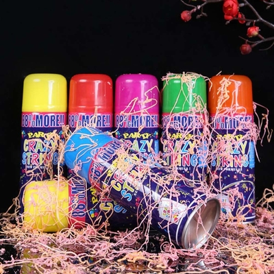 Schießreichweite 5-8m Wirtschaftlicher bunter Streamer und Silly Crazy String Spray für Festivaldekorationen