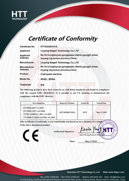 China Liuyang Stageli Technology Co., Ltd. zertifizierungen
